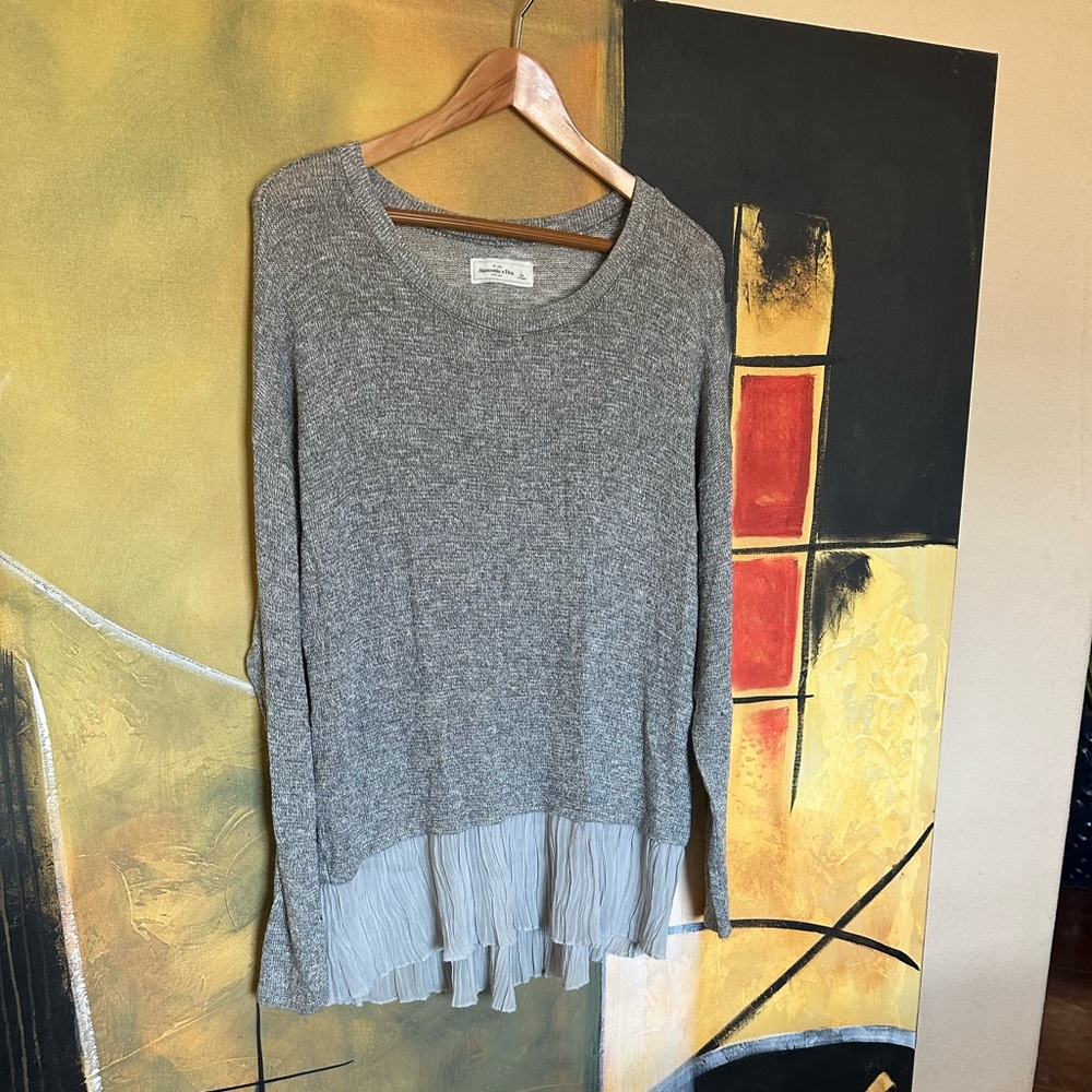 Light Gray Layered Hem Sweater Top by Abercrombie
